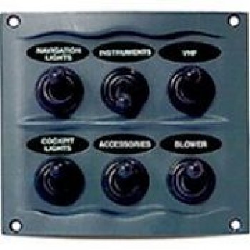 BEP Marinco Sprayproof 6 Switch Panel with Inline Fuses - 12-24 Volt - Grey (113250)