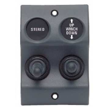 BEP Marinco Micro Series Sprayproof Switch Panel - 2 Switch - 12 Volt - Black - 113284 (SUR 900-2WPMOM)