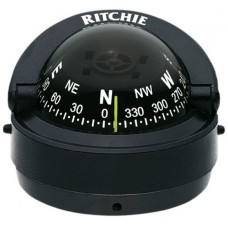 Ritchie Explorer Surface Mount Black Compass - Powerboat - 70mm Apparent Dia - Black Conical Card - 12V Green Lighting - S-53 (232052)