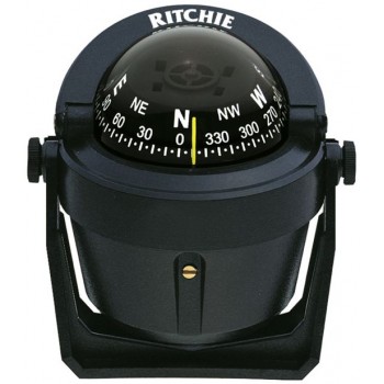 Ritchie Explorer Bracket Mount Black Compass - Powerboat - 70mm Apparent Dia - Black Conical Card - 12V Green Lighting - B-51 (232054)