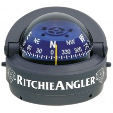 Ritchie Angler Surface Mount Grey Compass - Powerboat - 70mm Apparent Dia - Blue Conical Card - 12V Green Lighting - RA-93 (232072)