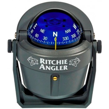 Ritchie Angler Bracket Mount Grey Compass - Powerboat - 70mm Apparent Dia - Blue Conical Card - 12V Green Lighting - RA-91 (232074)