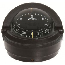 Ritchie Voyager Surface Mount Black Compass - Powerboat and Sail - 75mm Apparent Dia. - Black Conical Card - S-87 (232090)