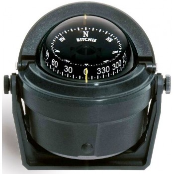 Ritchie Voyager Bracket Mount Black Compass - Powerboat and Sail - 75mm Apparent Dia. - Black Conical Card - B-81 (232094)