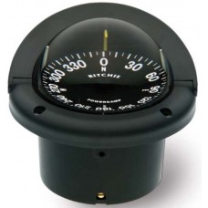 Ritchie Helmsman Flush Mount Black Compass - Powerboat and Sail - 95mm Apparent Dia. - Black Flat Card - 12V Green Lighting - HF-742 (232112)