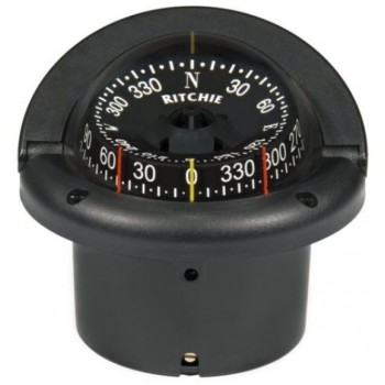 Ritchie Helmsman Flush Mount Black Compass - Powerboat and Sail - Combi 95mm Apparent Dia. - Black Conical Card - 12V Green Lighting - HF-743 (232114)