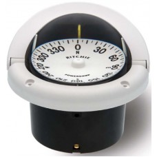 Ritchie Helmsman Flush Mount White Compass - Powerboat and Sail - 95mm Apparent Dia. - White Flat Card - 12V Green Lighting - HF-742W (232115)