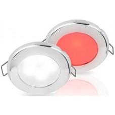 Hella EuroLED 75 Series Downlights - 12Volt DUAL White/Red Light with Stainless Steel Rim - Spring Mount - Interior or Exterior - Completely Sealed - Dimmable - 5 Year Warranty (2JA015247521)