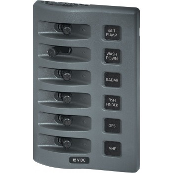 Blue Sea WeatherDeck 6 Switch Only Waterproof Panel - 12V or 24V - Vertical or Horizontal Mount - No Fuse - No Backlighting (BS4307B)