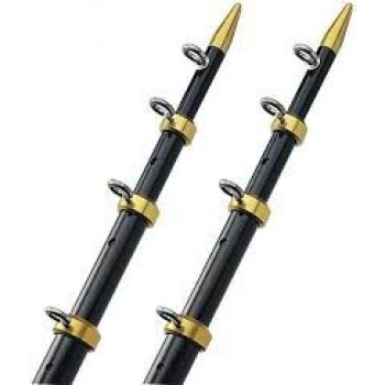 Taco™ Telescopic Outriggers - 4.6m Extended - Anodised Aluminium - Black Base with Gold Trim and Tips - Base Dia 38mm (394524)