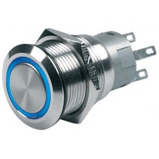 BEP 12V (ON)/OFF Push Button Momentary Switch with BLUE LED Ring - Stainless Steel (80-511-0004)