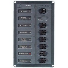 BEP Marinco Contour AC Mains Panel with Mains Switch + 6 AC Circuit Breakers 113221 - (SUR 900-ACM6W)