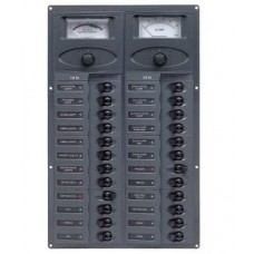 BEP Marinco Contour 24 Circuit Breaker DC Panel - Vertical with 24V Analog Voltmeter and Ammeter (113192 - 905V-AM-24)