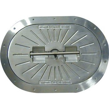 Bomar Hatch - OVAL - Aluminium Flush Watertight - Commercial Grade Series - 380 x 610mm Opening - 450 x 680mm Cutout - 552 x 775mm Overall (BC41524)