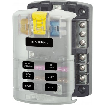 Blue Sea ST Blade Fuse Block - 6 Circuits - Incl. Negative Bus and Cover (BS5025)
