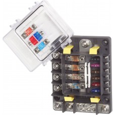 Blue Sea SafetyHub 150 Fuse Block - 4 x High Amp Circuits and 6 x 30A Circuits - Incl. Negative Bus and Cover (BS7748)