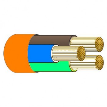 Tricab Marine 3 Core 6mm Tinned ORANGE Flexible Rubber Cable (Brown, Blue, Earth) - Suits 240V AC Shorepower Leads - Sold per mtr or 100m Spool (TRI 3C6OR)