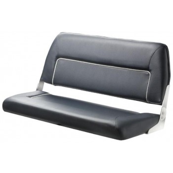 Vetus First Class Delux Folding Bench Seat - 900mm Double Seat - Dark Blue Upholstery with White Seams - No Arms (DCHFSB)