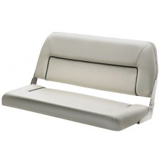 Vetus First Class Delux Folding Bench Seat - 900mm Double Seat - White Upholstery with Dark Blue Seams - No Arms (DCHFSW)