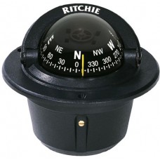 Ritchie Explorer Flush Mount Black Compass - Powerboat - 70mm Apparent Dia. Card - 12V Green Lighting - F-50 (232042)