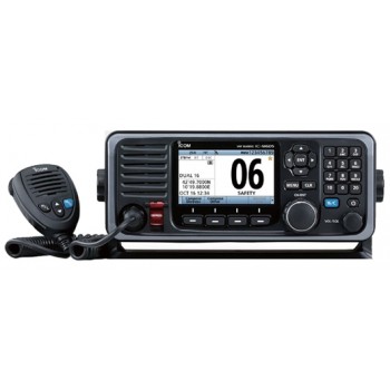 ICOM IC-M605EURO Marine VHF Radio with AIS Receiver - BLACK - PREMIUM Unit with TFT LCD Screen - DSC - Active Noise Cancelling - NMEA2000/0183 - Built-In GPS - 2 Way Hailer & Horn (IC-M605EURO)
