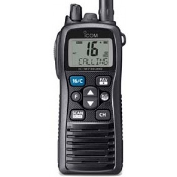 ICOM IC-M73EURO Marine Hand Held VHF Radio - 5W - Wide Viewing LCD with Professional Features - 16 Hrs Battery Life - Rechargeable Li-Ion Battery (IC-M73EURO)