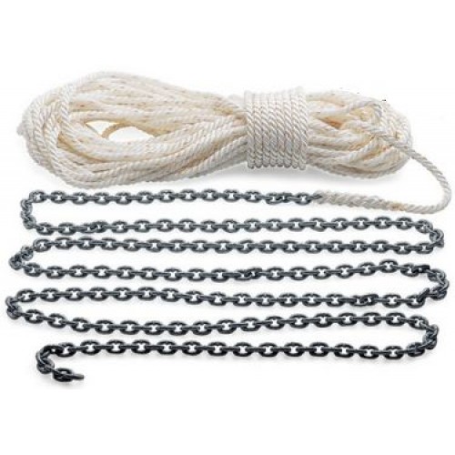 8m of 6mm galvanised chain Anchor 20m Of  Nylon Anchor Rope  10mm 3 Strand 