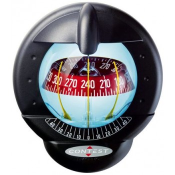 Plastimo Contest 101 Sailboat Compass - Black with Red Conical Card - 100mm Apparent Dia. - Incl. Inclinometer and 12V Lighting (RWB8060)