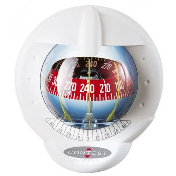 Plastimo Contest 101 Sailboat Compass - White with Red Conical Card - 100mm Apparent Dia. - Incl. Inclinometer and 12V Lighting (RWB8062)