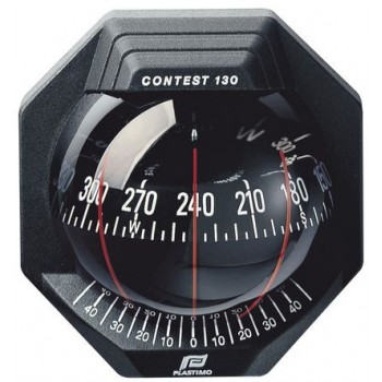 Plastimo Contest 130 Sailboat Compass - Black with Black Card - 127mm Apparent Dia. - Bulkhead Mount - Incl. Inclinometer and 12V Lighting (RWB8071)