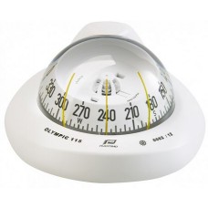 Plastimo Olympic 115 Sailboat Compass - Flush Mount White Compass - 101mm Apparent Dia. - White Conical Card (RWB8103)