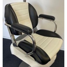 Reelax OFFSHORE Helm Chair Multi WHITE-BLACK / BLACK Trim with Arms - Stainless Steel Frame and Die Moulded Cushions - SS Reelax Logo (RX11705)