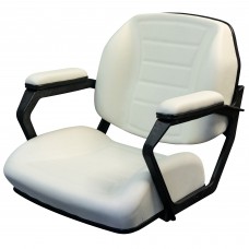 Reelax DELUXE Helm Chair WHITE / BLACK Trim with Arms - Die Moulded Foam Cushions, SS Reelax Logo (RX12000)