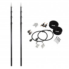 Reelax 4.5 Metre TELESCOPIC GRANDER 3K CARBON FIBRE Outrigger KIT (PAIR) with S/S Rigging Kit and Spear Tips - 40mm Pole Diameter BLACK  (RX77290)