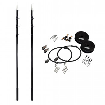 Reelax 5.5 Metre TELESCOPIC GRANDER 3K CARBON FIBRE Outrigger KIT (PAIR) with S/S Rigging Kit and Spear Tips - 40mm Pole Diameter BLACK  (RX77390)