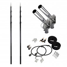 Reelax T-TOPPER Outrigger KIT with 4.5m BLACK TELESCOPIC GRANDER 3K Carbon Fibre Poles (Pair), Stainless Steel Rigging Kit and Spear Tips (RX79024)