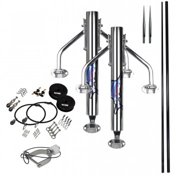 Reelax REEF 450 Outrigger KIT with 4.5m BLACK GRANDER 3K Carbon Fibre Poles (Pair), Stainless Steel Rigging Kit and Spear Tips (RX79220)