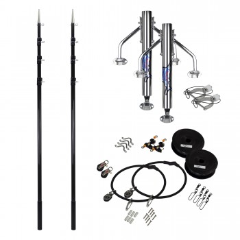 Reelax REEF 450 Outrigger KIT with 4.5m TELESCOPIC BLACK GRANDER 3K Carbon Fibre Poles (Pair), Stainless Steel Rigging Kit and Spear Tips (RX79224)