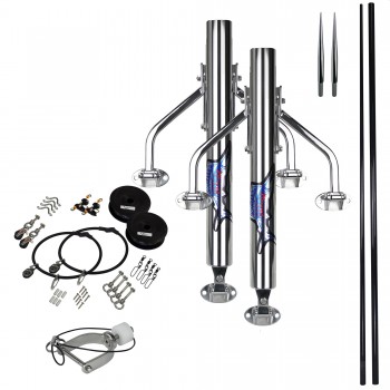 Reelax REEF 550 Outrigger KIT with 5.5m BLACK GRANDER 3K Carbon Fibre Poles (Pair), Stainless Steel Rigging Kit and Spear Tips (RX79265)