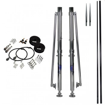 Reelax JUNIOR 1000 Outrigger KIT with 6.1m BLACK GRANDER 3K Carbon Fibre Poles (Pair), Stainless Steel Rigging Kit and Spear Tips (RX79460)