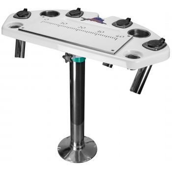 Reelax Light Tackle Station White Prep Board and Stainless Steel Pedestal - Fibreglass Top with White Swivel (RX91005)