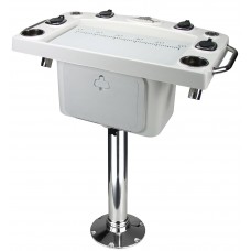 Reelax Light Tackle Station DELUXE White Prep Board with Tackle Drawer and Stainless Steel Pedestal - Fibreglass Top with White Swivel (RX92150)