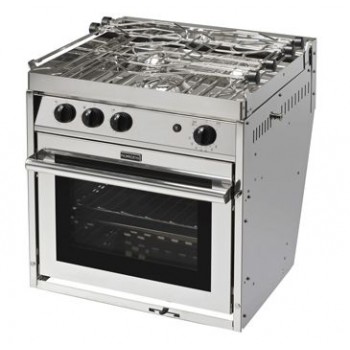 Force 10 - A32 - 3 Burner Gourmet Galley Range - Marine S/S Gimbaled Stove and Oven with Grill - Incl Pot Holders & Gimbals - Made in France (63356)
