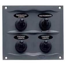 BEP Marinco Sprayproof 4 Switch Panel with Inline Fuses - 12-24 Volt - Grey (113240)