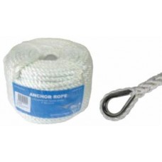 50 Metres of 6mm Nylon Anchor Rope Including Eye Splice with SS Thimble (144236)