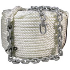100 Metres of 14mm 3 Strand Nylon Anchor Rope Spliced to 10 Metres of 8mm SL Chain (145988)