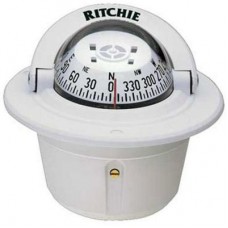 Ritchie Explorer Flush Mount White Compass - Powerboat - 70mm Apparent Dia. Card - 12V Green Lighting - F-50W (232044)
