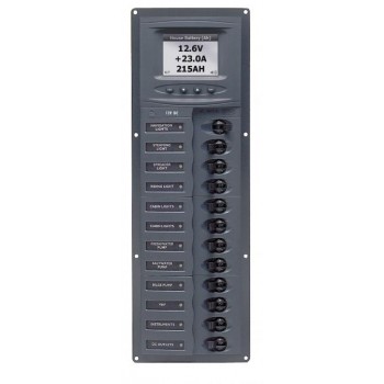 BEP Marinco Contour 12 Circuit Breaker DC Panel - Vertical with Digital Meter (902V-DCSM)